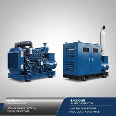Baudouin 800kva 900kva 1000kva gerador silencioso tipo aberto gerador diesel conjunto de boa qualidade gerador de energia a gás natural de baixo preço